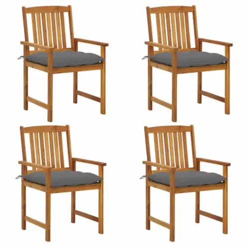 vidaXL Patio Chairs with Cushions 4 pcs Solid Acacia Wood, 4 pcs King