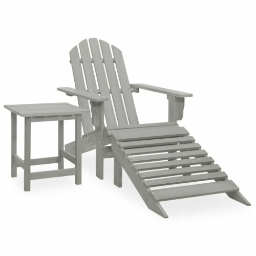 vidaXL Patio Adirondack Chair with Ottoman&Table Solid Fir Wood Gray, 15.7"x15.7"x17.7"1 pcs