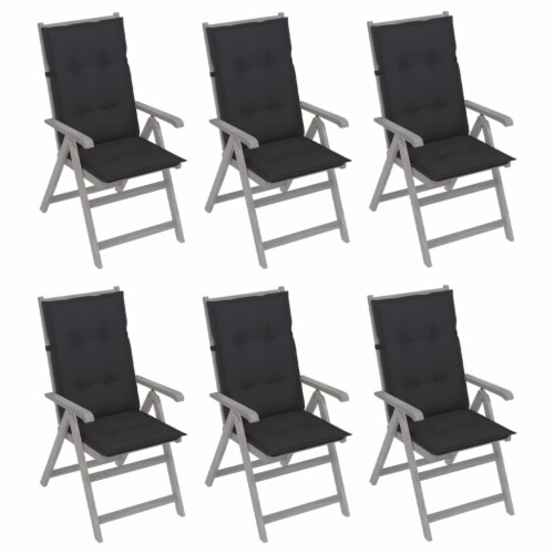 vidaXL Patio Reclining Chairs 6 pcs with Cushions Solid Acacia Wood, 6