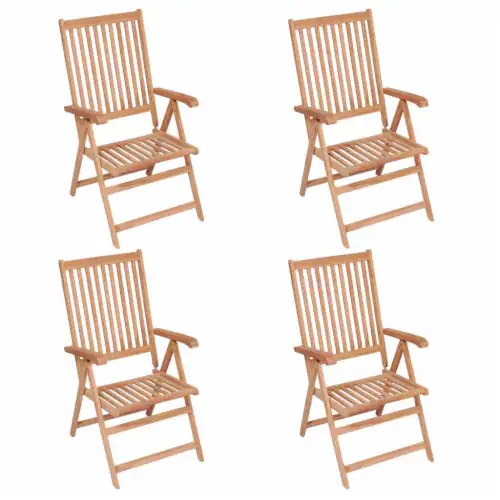 vidaXL Reclining Patio Chairs 4 pcs Solid Teak Wood, 22.4 "x28.1 "x42.9