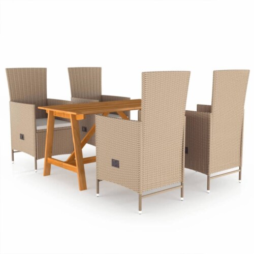 vidaXL 5 Piece Patio Dining Set Beige, 5 pcs 55.1"x27.6"x28.9" Kroger
