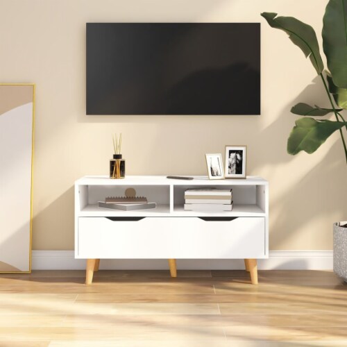 vidaXL TV Stand White 35.4 x15.7 x19.1 Engineered Wood, 31.5 "x11.8