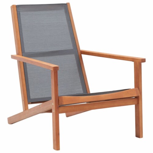 vidaXL Patio Lounge Chair Gray Solid Eucalyptus Wood and Textilene, 1