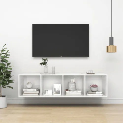 vidaXL Wallmounted TV Stand High Gloss White 14.6 x14.6 x56.1