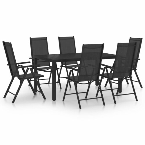 vidaXL 7 Piece Patio Dining Set Aluminum Black, 7 pcs Fred Meyer