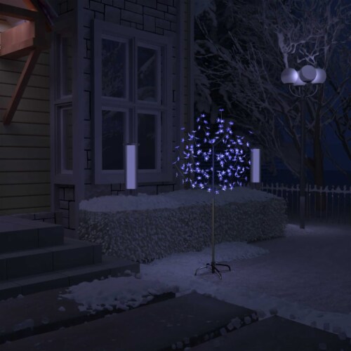 vidaXL Christmas Tree 120 LEDs Blue Light Cherry Blossom 5 ft, 5 ft