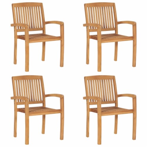 vidaXL Stacking Patio Chairs 4 pcs Solid Teak Wood, 4 Kroger