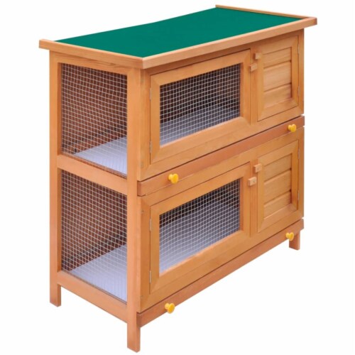vidaXL Outdoor Rabbit Hutch Small Animal House Pet Cage 4 Doors Wood, 1