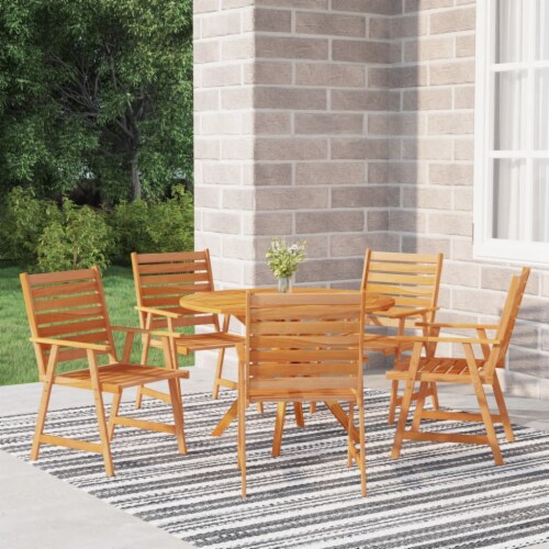 vidaXL 6 Piece Patio Dining Set Solid Wood Acacia, Ø 43.3'' table/5