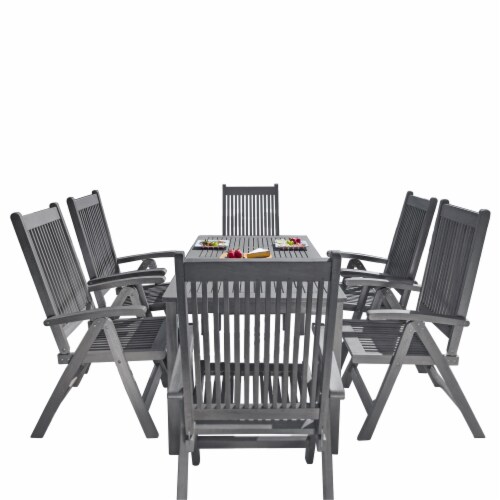 Renaissance Outdoor Patio HandScraped Wood 7Piece Dining Set With
