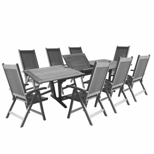 Renaissance Outdoor Patio HandScraped Wood 9Piece Dining Set With