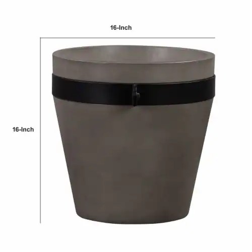 16 Inch Medium Size Outdoor Planter, Narrow Tapered Bottom, Concrete
