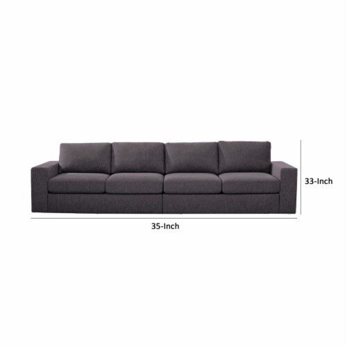 Brody 120 Inch Modern 4 Seater Sofa with Padded Cushions, Dark Gray Fabric Saltoro Sherpi, 1