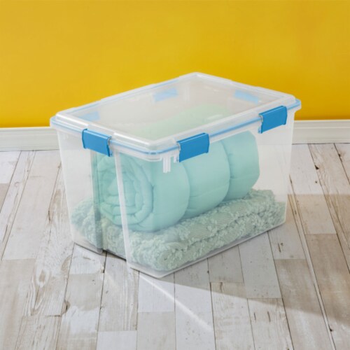 Sterilite 80Qt Clear Plastic Stackable Storage Bin w/ Gasket Latch Lid