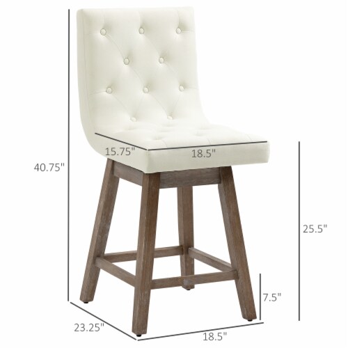 Set of 2 Modern 25.5 Counter Height Swivel Bar Stool Chairs w/ Footrest