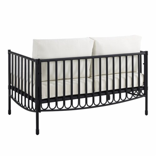 Metal Loveseat Chair and Table Outdoor Set in Black w/ithCushions, 1