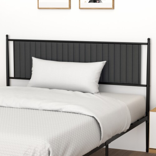 Phillipe Black Queen Metal Platform Bed with Upholstered Headboard 12.3 in. Height, 1 Kroger