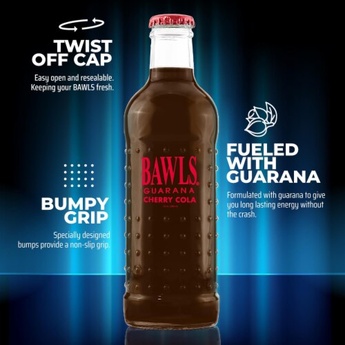 BAWLS Guarana Cherry Cola High Energy Caffeinated Drink, 10oz 12 Pack