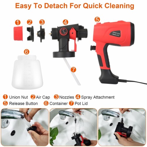 Electric Paint Sprayer Hvlp Spray Painting Gun Handheld Painter With 3