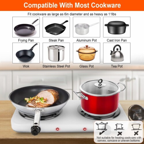 2000W Electric Double Burner Portable Coil Heating Hot Plate Stove Countertop Rv Hotplate Wi, 1