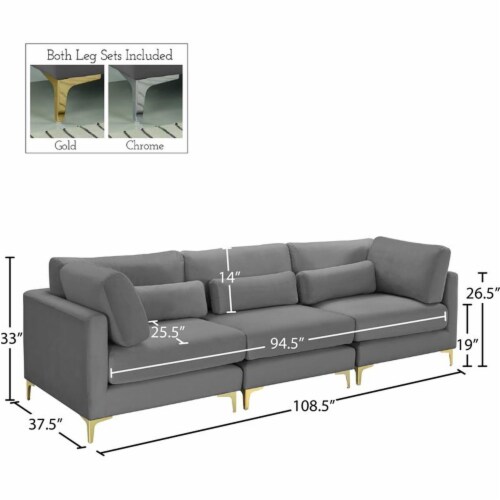 Meridian Furniture Julia Gray Velvet Modular Sofa, 1 Kroger