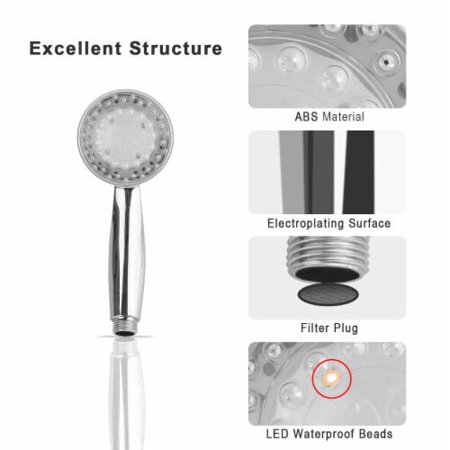 LED Shower Head Handheld ColorChanging Automatically Hydropower