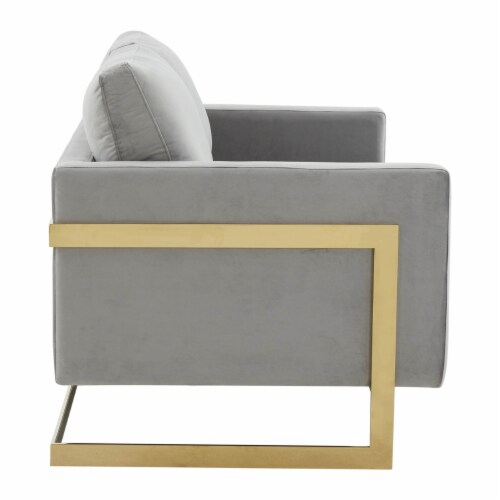 Lincoln Modern MidCentury Upholstered Velvet Loveseat with Gold Frame