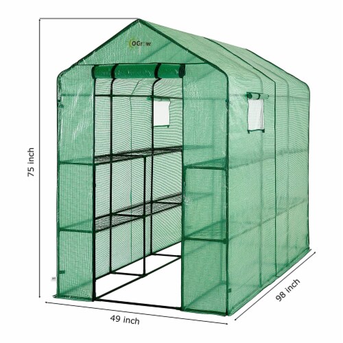 OGrow Walk In Outdoor Portable Covered Plant Greenhouse with 2 Tiers