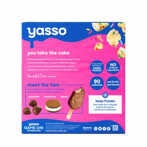 Yasso Frozen Greek Yogurt Birthday Cake Bars, 4 ct Fred Meyer