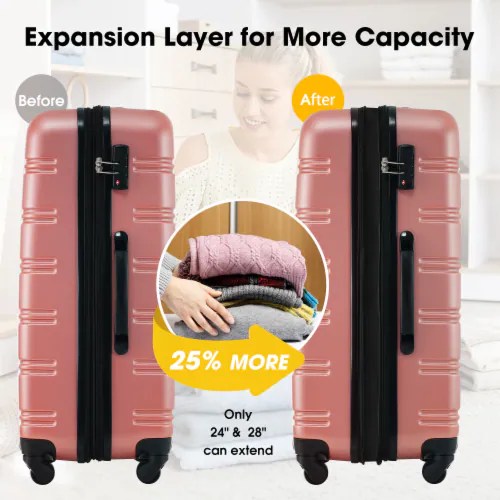 Simplie Fun 3Piece Expandable Hardside Luggage Set with TSA Lock & 100