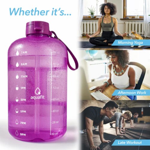 AQUAFIT 1 Gallon Water Bottle with Straw, Motivational Water Bottle