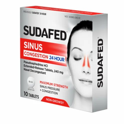 Sudafed 24Hour NonDrowsy Sinus Pressure + Congestion Maximum Strength
