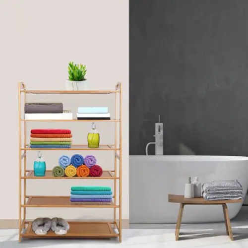 6 Tier Bamboo Shoe Rack Organizer Shoe Self Storage Entryway Standing
