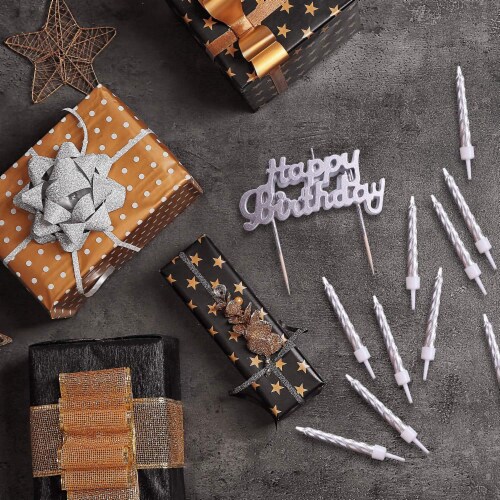 10pcs Silver Candles for Birthday Wedding Anniversary Party Cake Topper