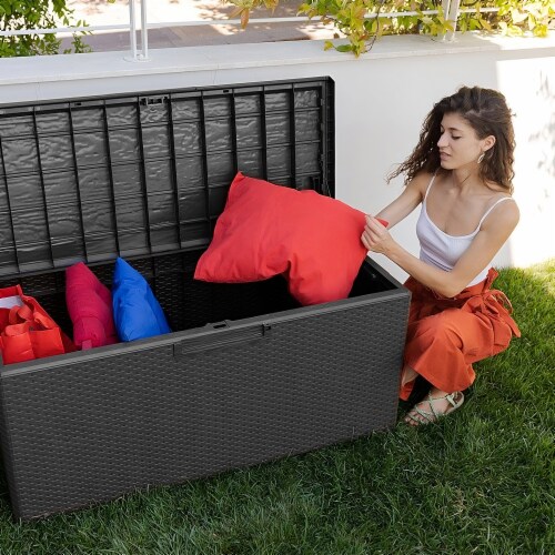 Toomax Portofino Large 90 Gallon Plastic Outdoor Storage Backyard Deck Box, Gray, 1 Piece Kroger