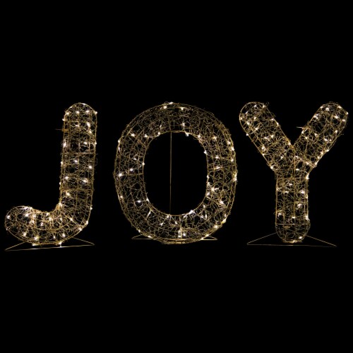 Northlight 16 LED Twinkle Lighted Gold Metal Wire Joy Sign Outdoor