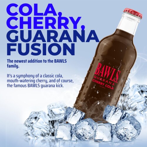 BAWLS Guarana Cherry Cola High Energy Caffeinated Drink, 10oz 12 Pack