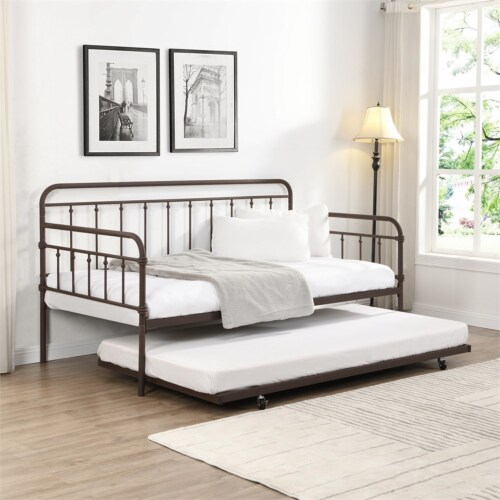 Milton Greens Stars Inc Modern Metal Day Bed with Twin Trundle in