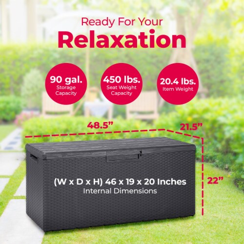 Toomax Portofino Large 90 Gallon Plastic Outdoor Storage Backyard Deck Box, Gray, 1 Piece Kroger