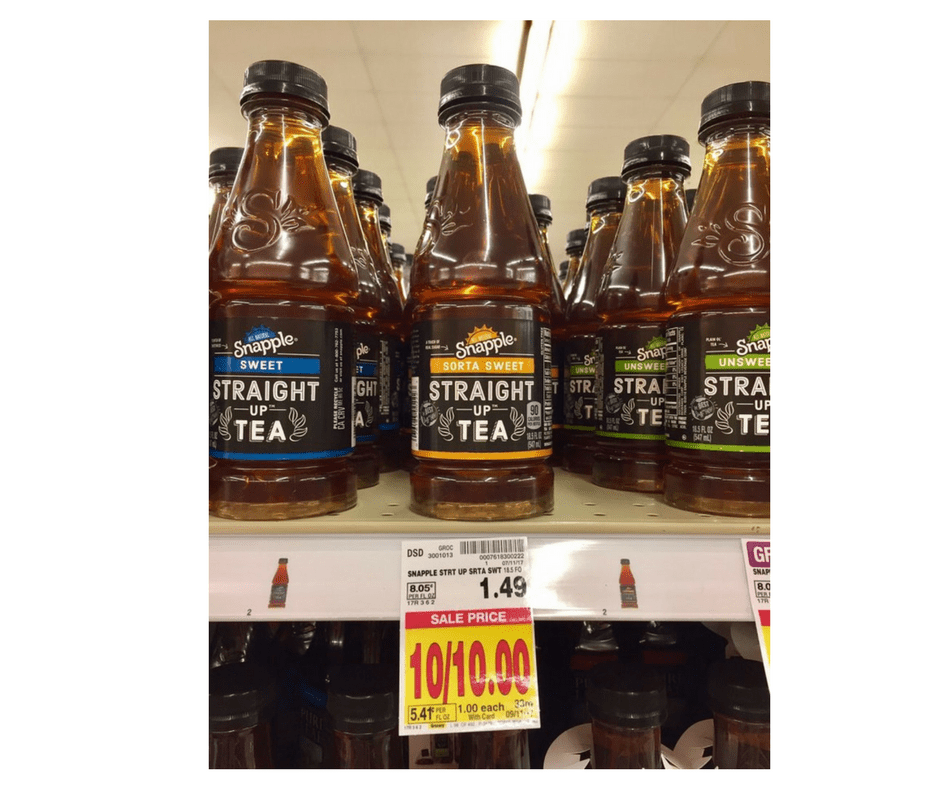 Snapple Straight Up Tea just .75 Kroger Couponing