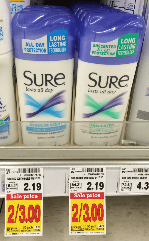Sure Deodorant ONLY 0.50 at Kroger! Kroger Krazy