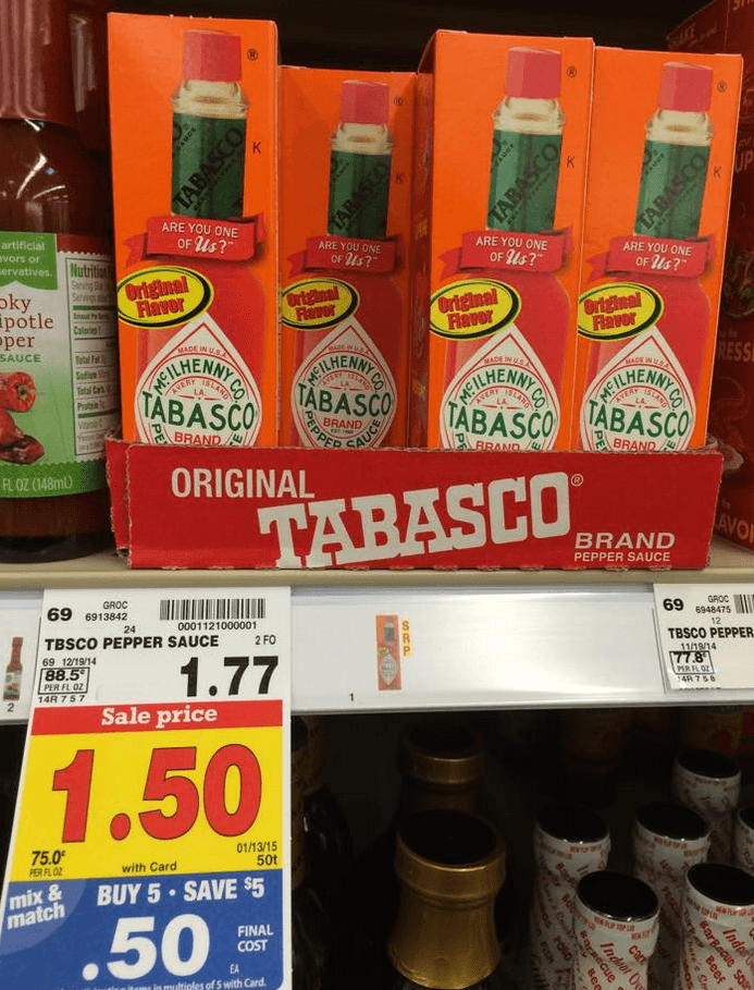 FREE Tabasco Pepper Sauce with Kroger Mega Sale! Kroger Krazy