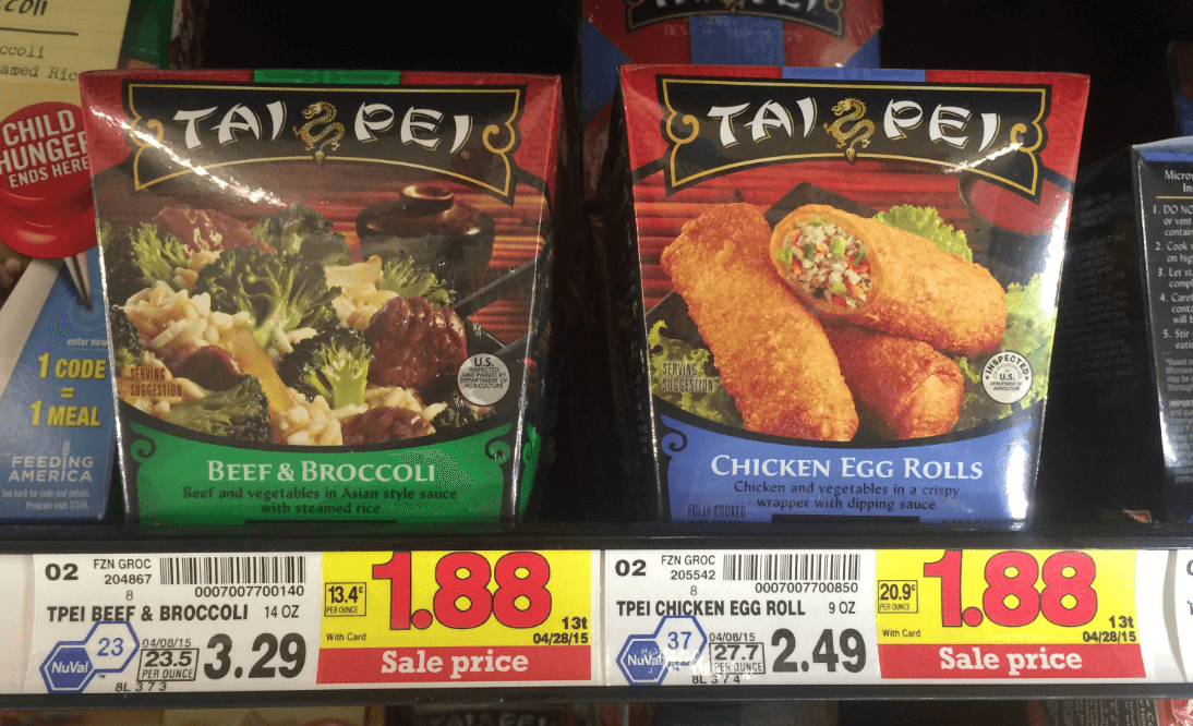 NEW Tai Pei Coupon = 1.38 Single Serve Entree at Kroger! Kroger Krazy