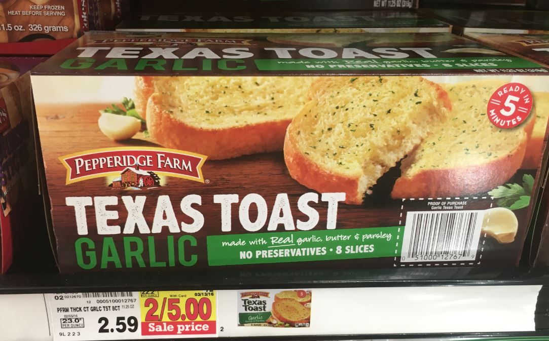 Pepperidge Farm Garlic Toast ONLY 2.00 at Kroger