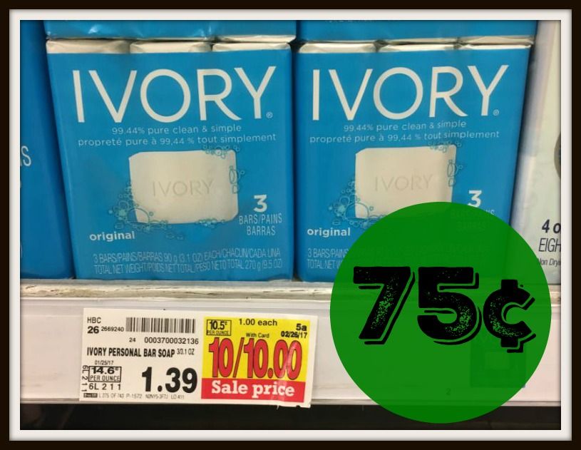 Ivory Bar Soap (3pk) ONLY 0.75 at Kroger!! Kroger Krazy
