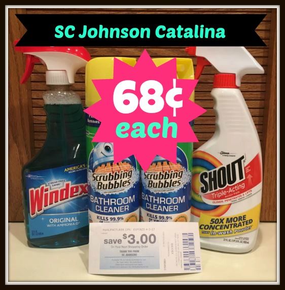 SC Johnson Catalina Scrubbing Bubbles, Windex and Shout as low as 0.