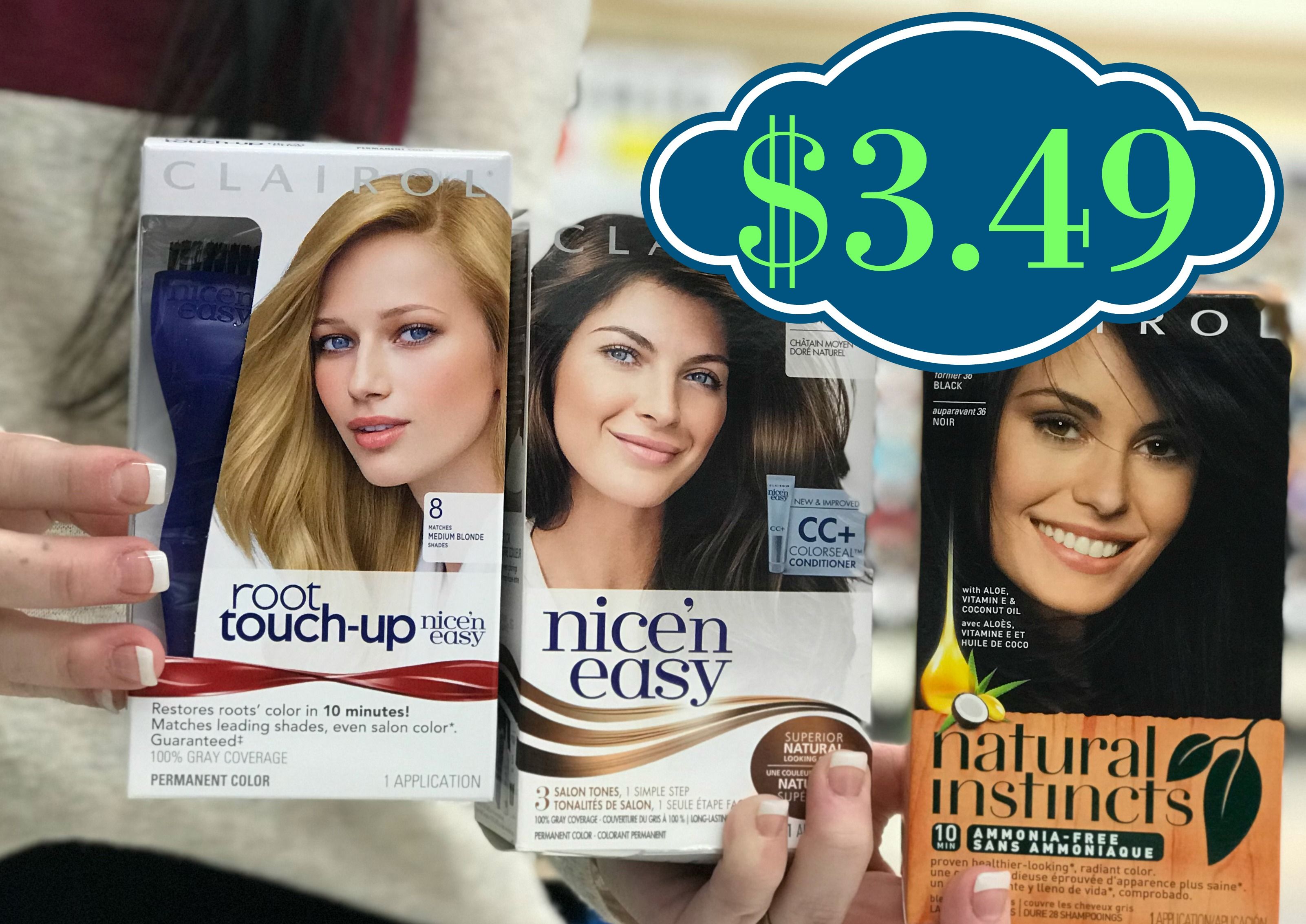 Clairol Nice'n Easy, Root TouchUp and Natural Instincts Hair Colors