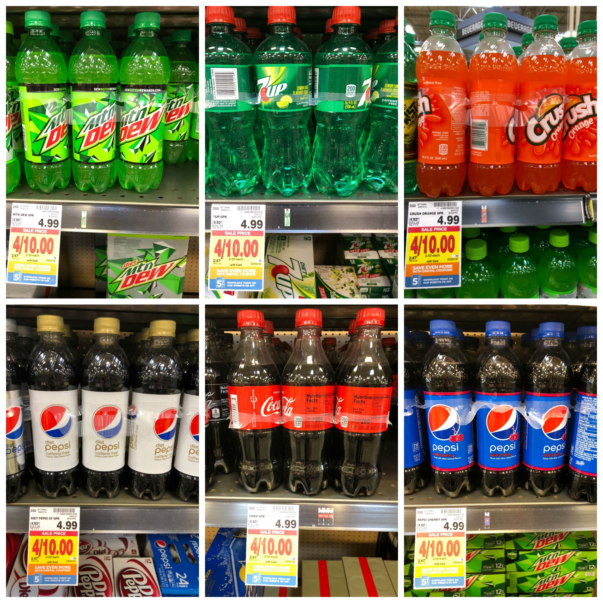 Pay ONLY 2.00 each for Coke, 7UP and Pepsi 6 pack Bottles at Kroger