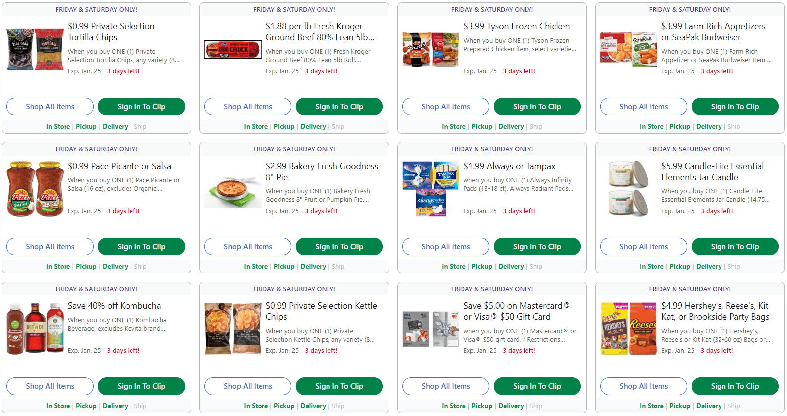 Kroger Weekend 5x Hot Digital Coupons Redeem 1/24 1/25 ONLY