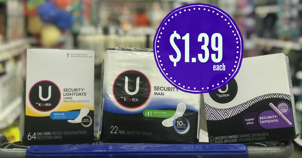 U by Kotex Pads, Liners and Tampons as low as 1.39 with Kroger Mega